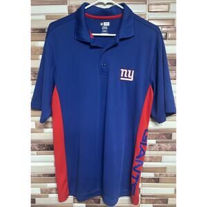 NFL Team Apparel Polo Shirt Men's Size Medium Blue Red Giants Logo Sports
